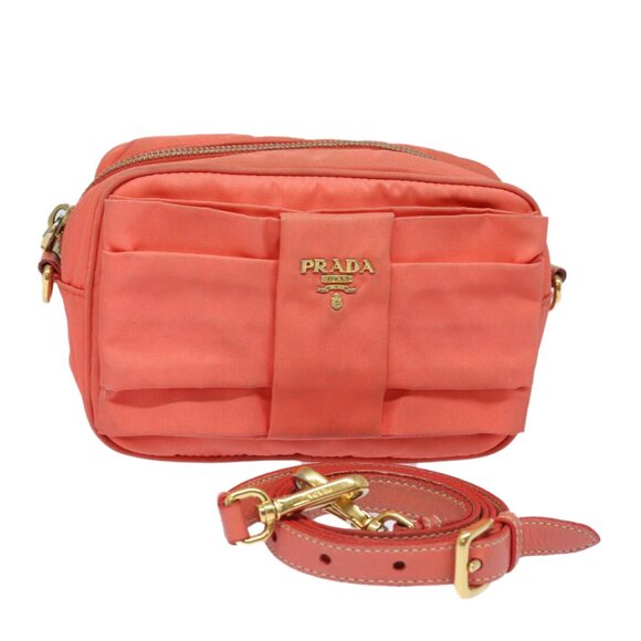 PRADA Ribbon Shoulder Bag Nylon Orange Auth - Picture 1 of 15